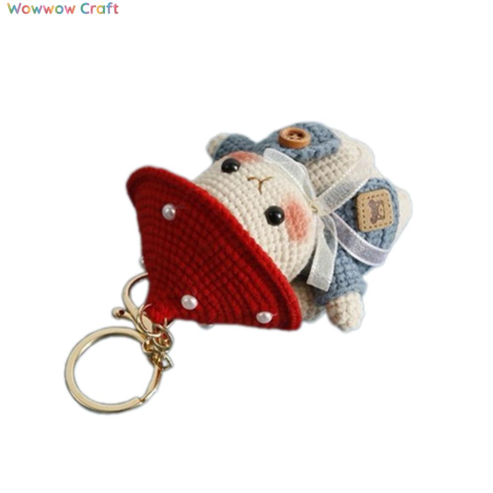 Pendants,Crochet Doll,Cute Hand-crocheted Mushroom Rabbit Doll - Hand-crocheted Pendant Keychain